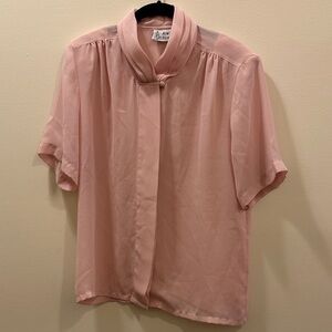 Vintage Elegant Pink Sheer Blouse